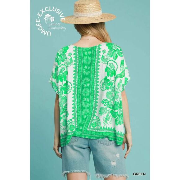 Umgee Floral Oversized Boho Top - Picture 4 of 6